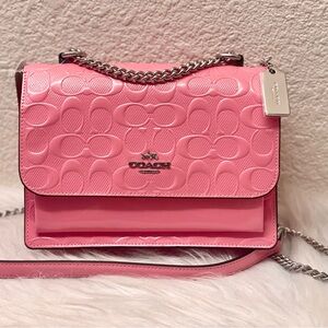 Coach Klare Crossbody Bag In Signature Leather In Silver Pink NWT